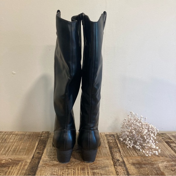 Frye and Co Black Faux Leather Boots Sheldon Size 7 - Picture 3 of 12